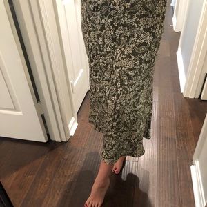 Green Floral Midi Skirt